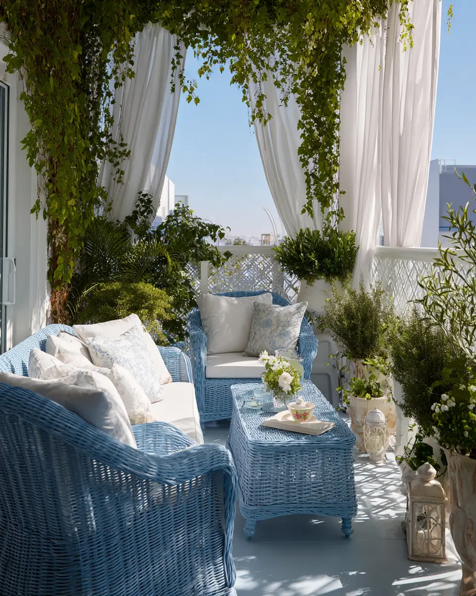 Sky Blue Classic Balcony Decor Ideas