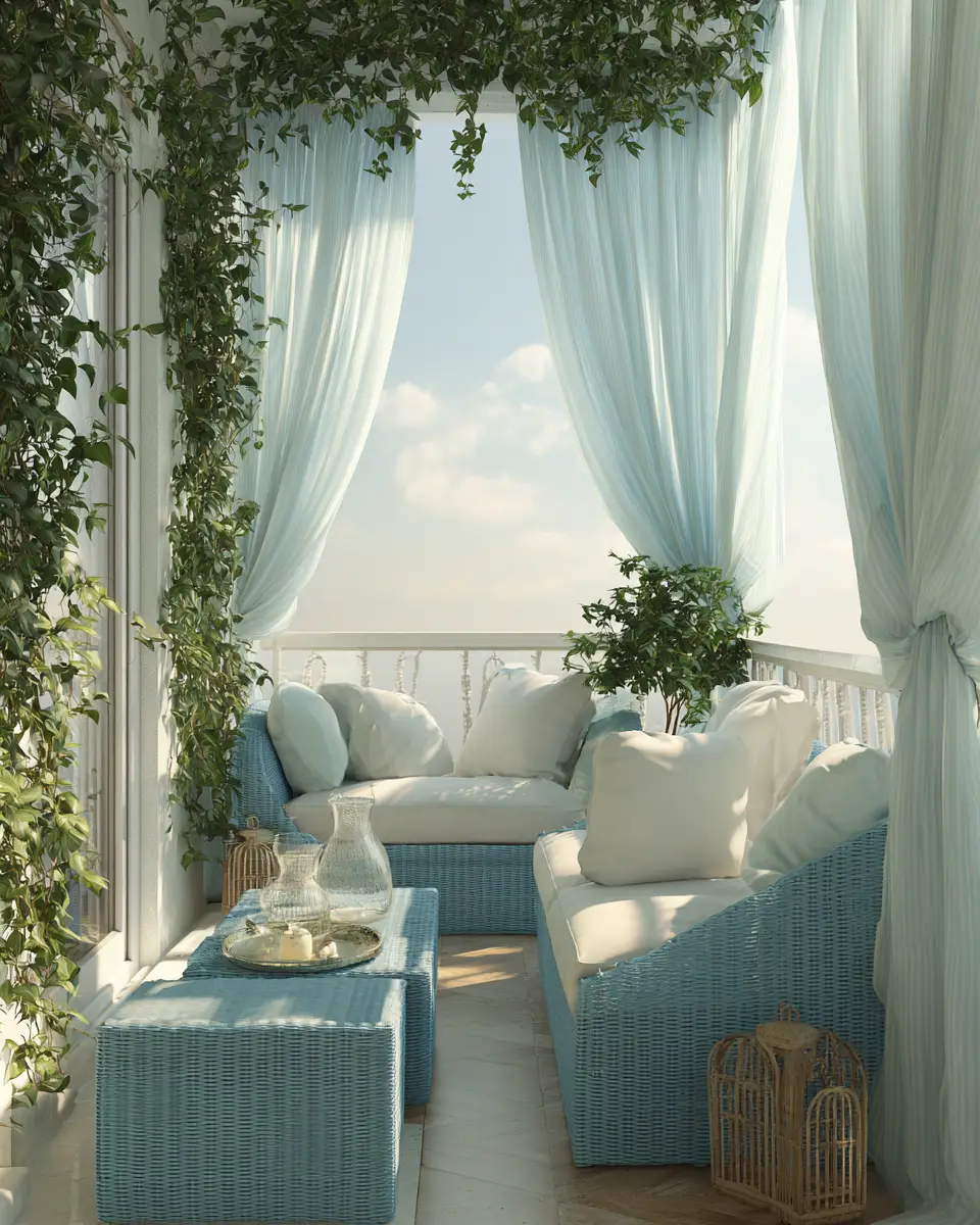 Sky Blue Classic Balcony Decor Ideas