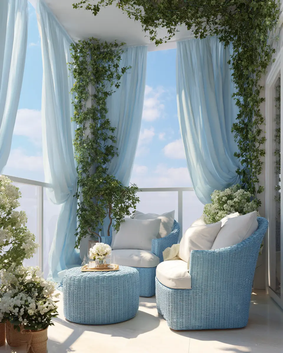 Sky Blue Classic Balcony Decor Ideas