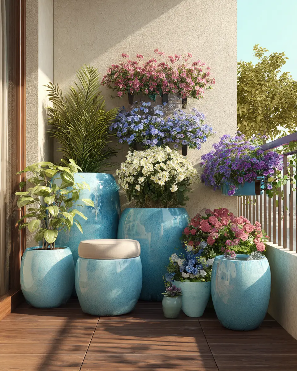 Sky Blue Classic Balcony Decor Ideas