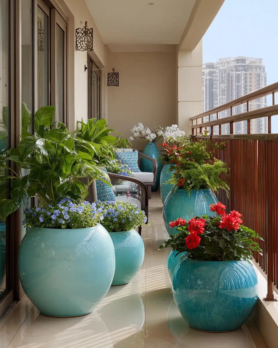 Sky Blue Classic Balcony Decor Ideas