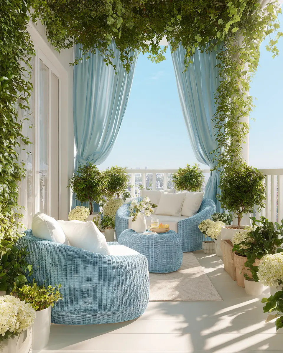 Sky Blue Classic Balcony Decor Ideas