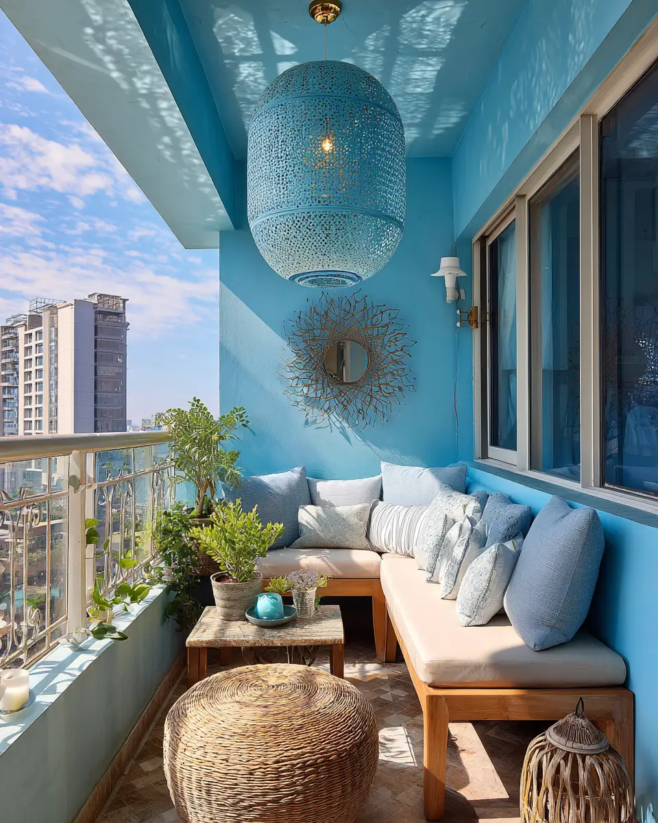 Sky Blue Classic Balcony Decor Ideas