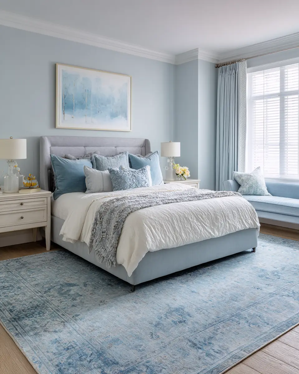 Sky Blue Classic Bedroom Decor Ideas