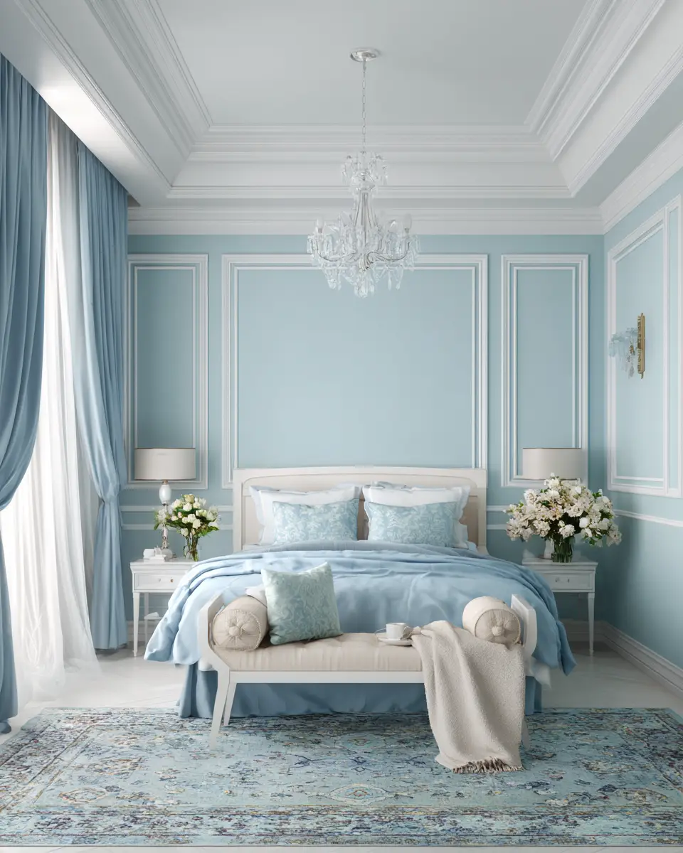 Sky Blue Classic Bedroom Decor Ideas