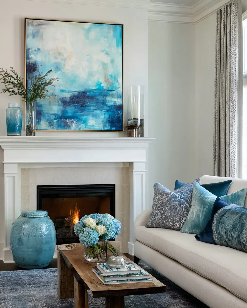 Sky Blue Classic Living Room Decor Ideas - Featured