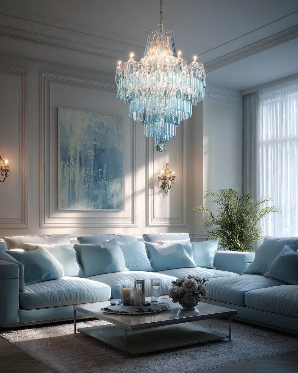 Sky Blue Classic Living Room Decor Ideas