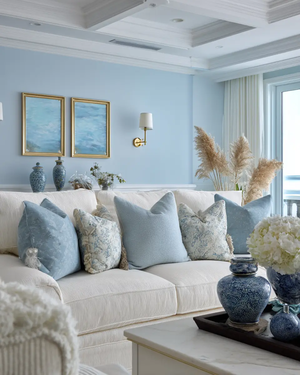 Sky Blue Classic Living Room Decor Ideas
