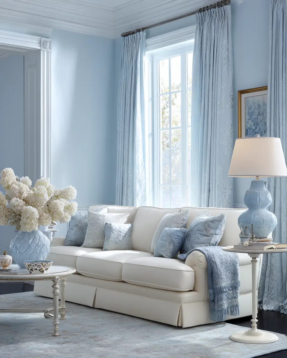 Sky Blue Classic Living Room Decor Ideas