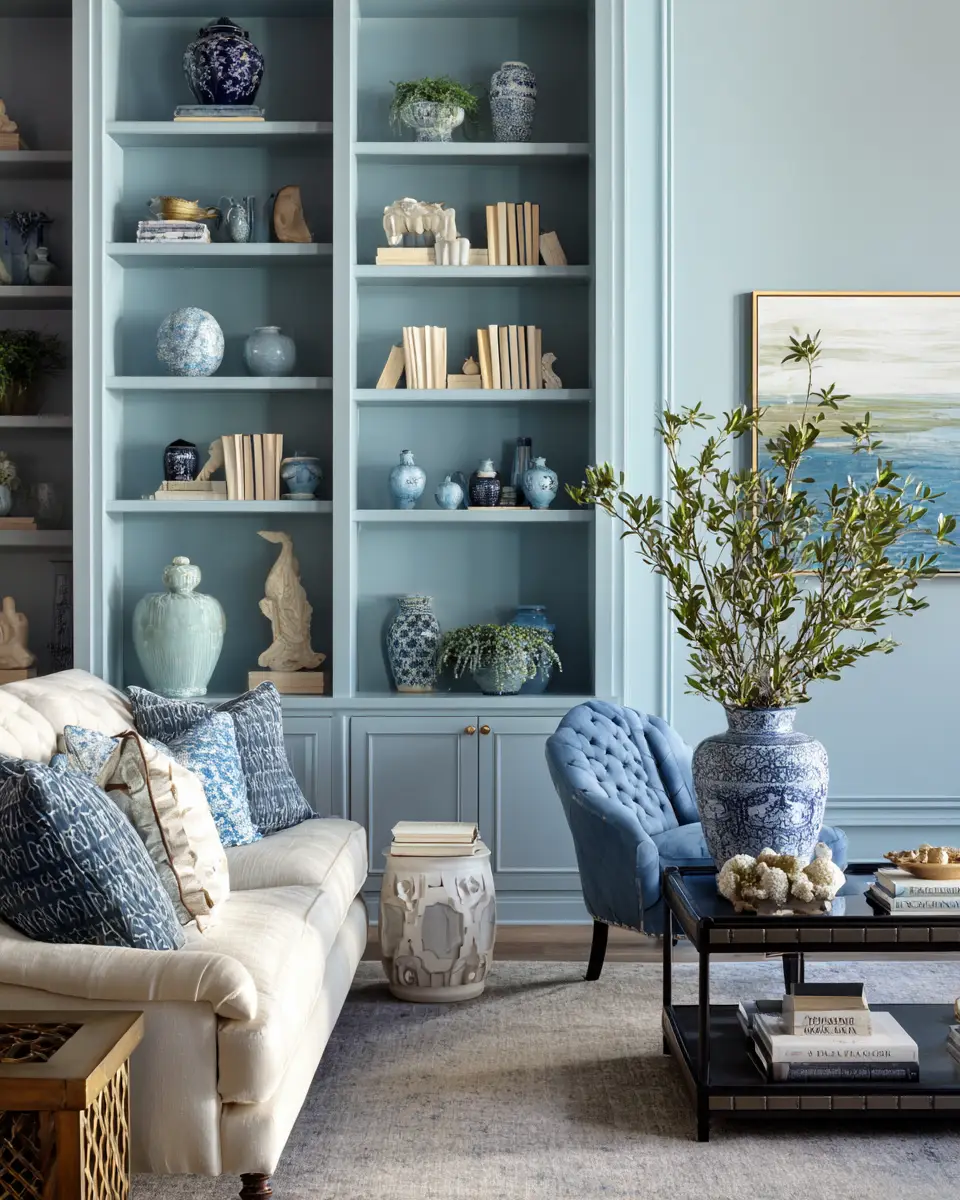 Sky Blue Classic Living Room Decor Ideas