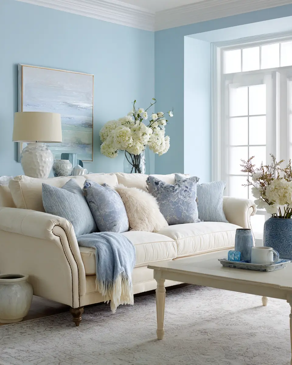 Sky Blue Classic Living Room Decor Ideas