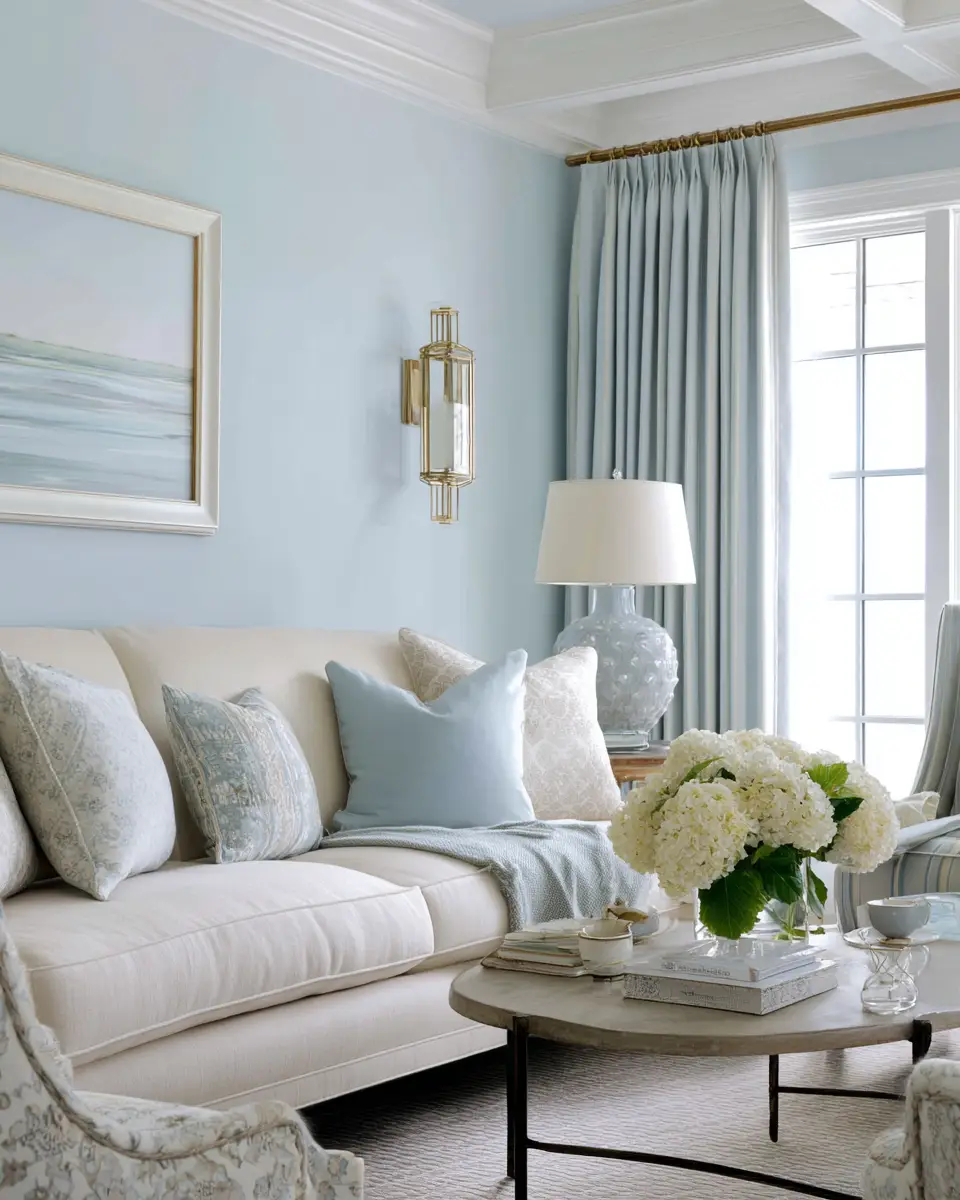 Sky Blue Classic Living Room Decor Ideas