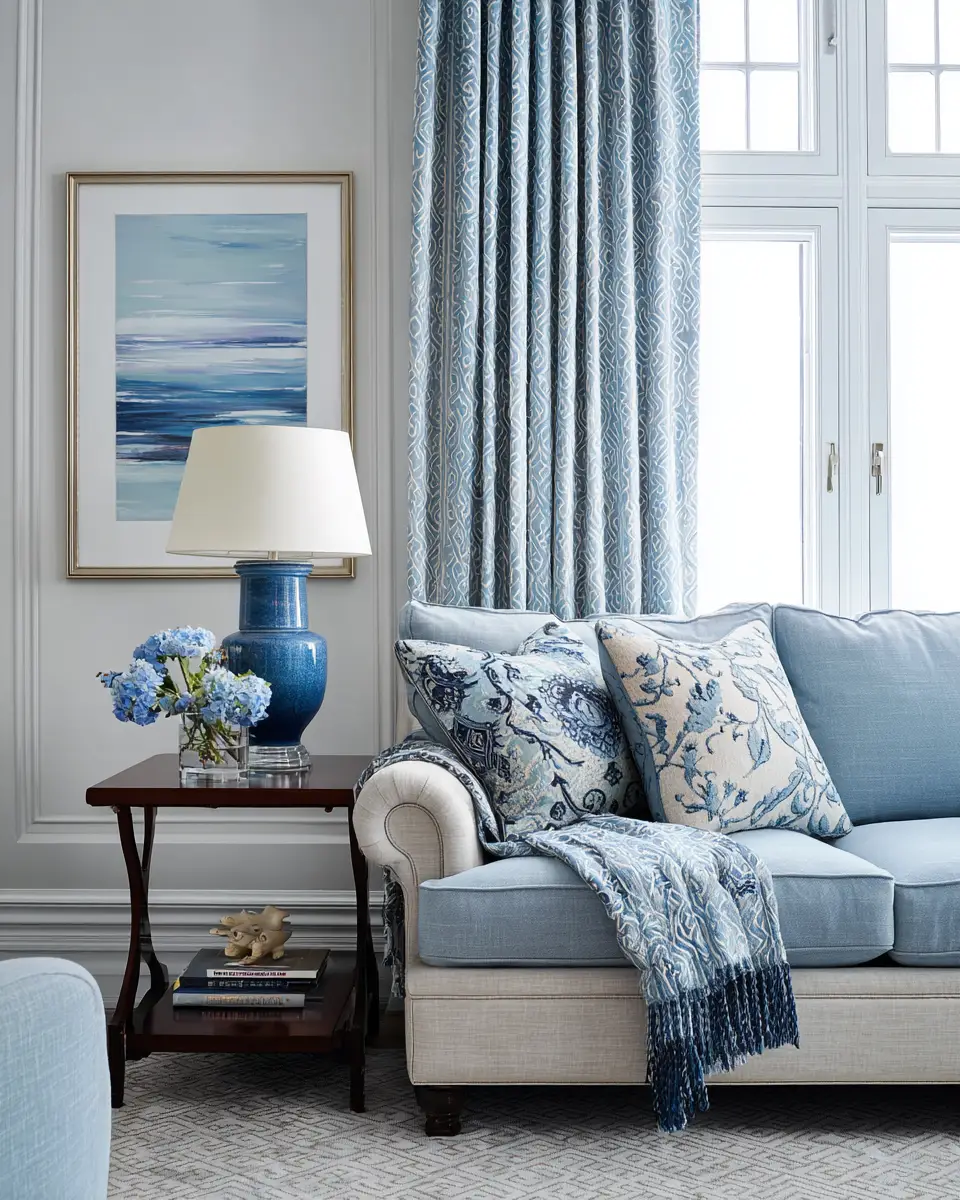 Sky Blue Classic Living Room Decor Ideas