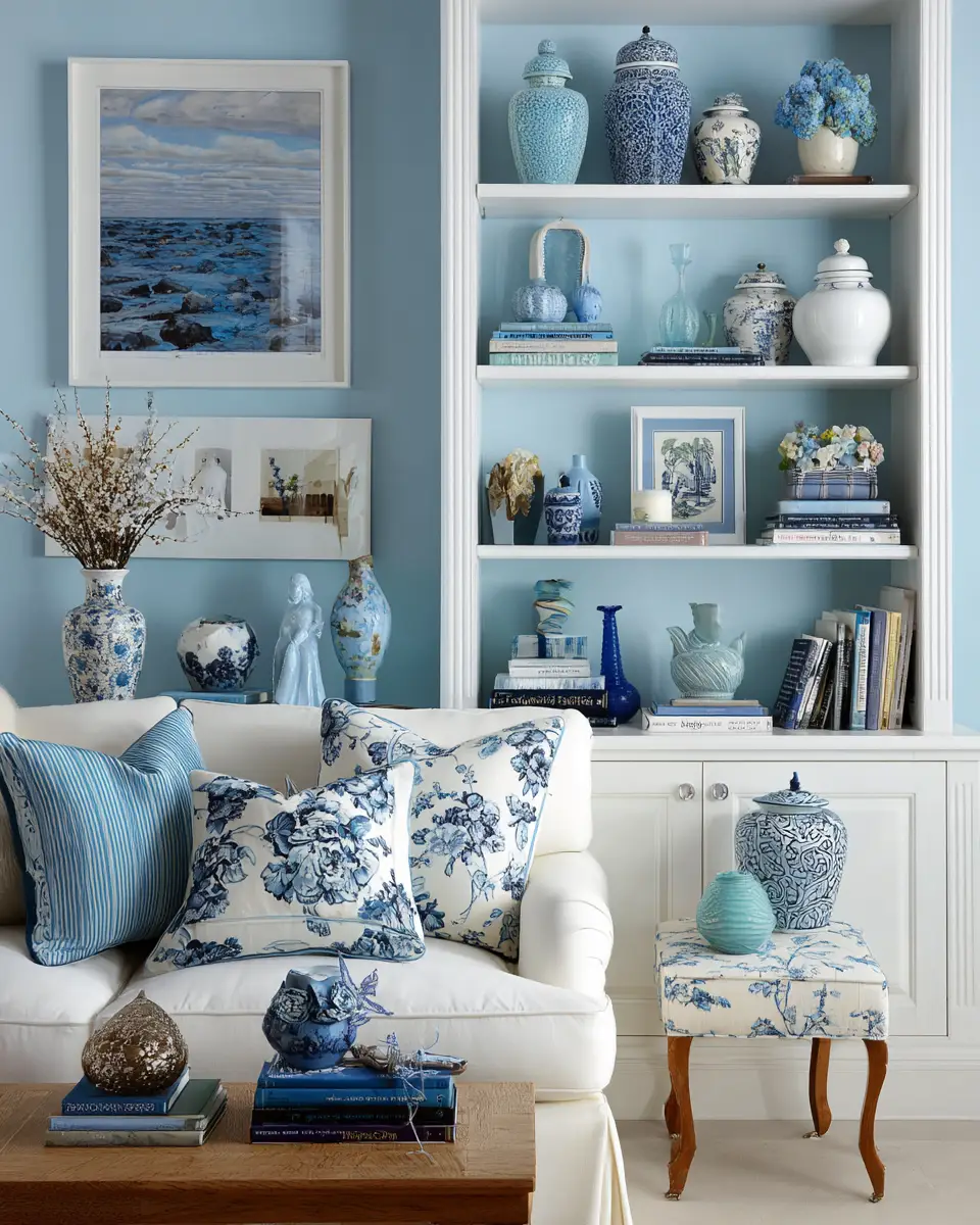 Sky Blue Classic Living Room Decor Ideas