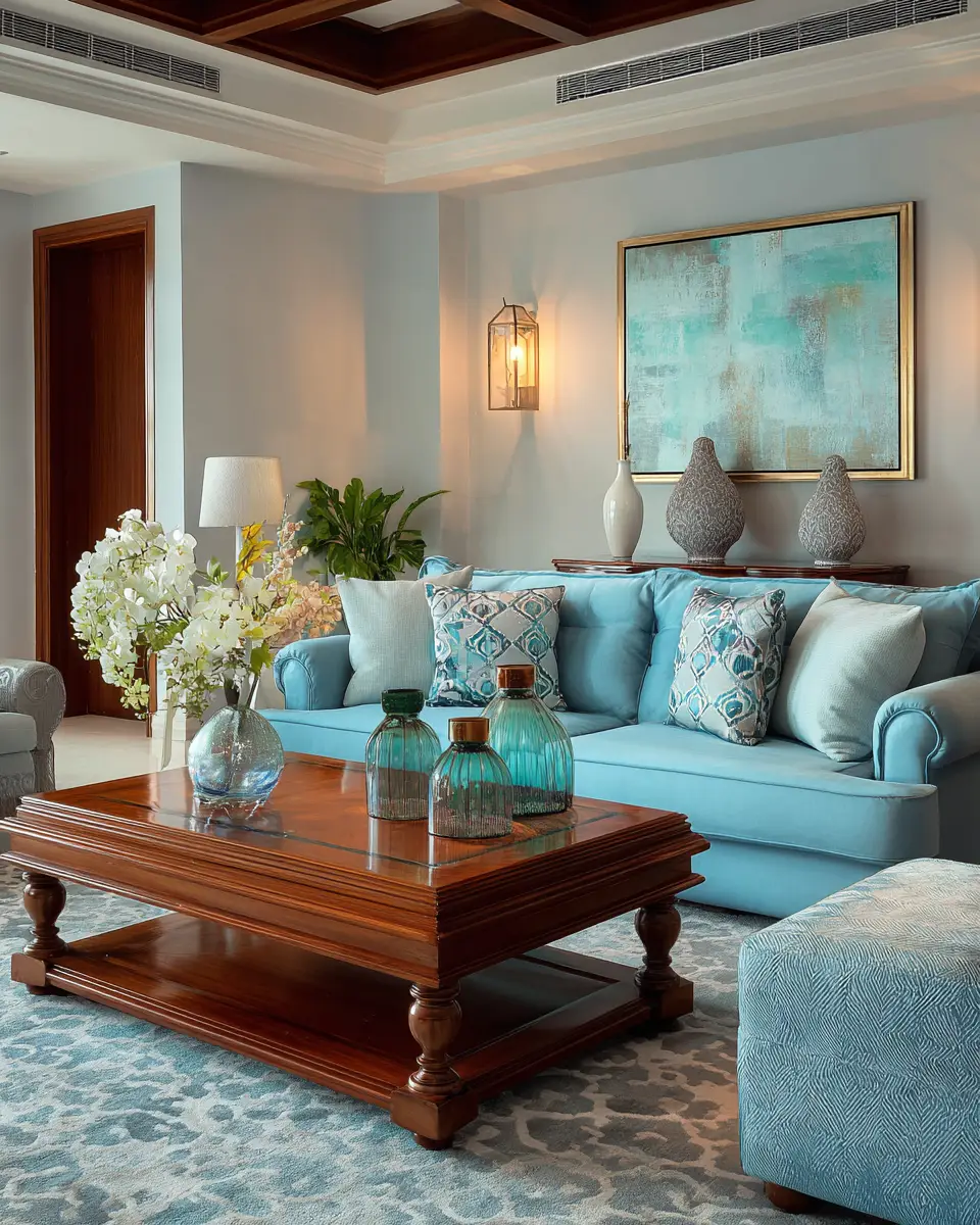 Sky Blue Classic Living Room Decor Ideas
