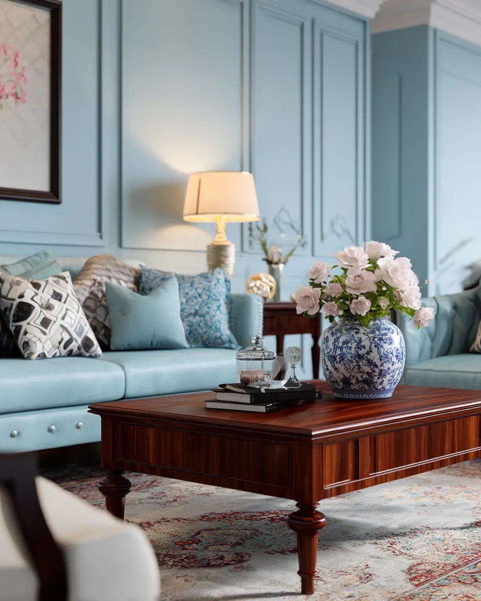 Sky Blue Classic Living Room Decor Ideas