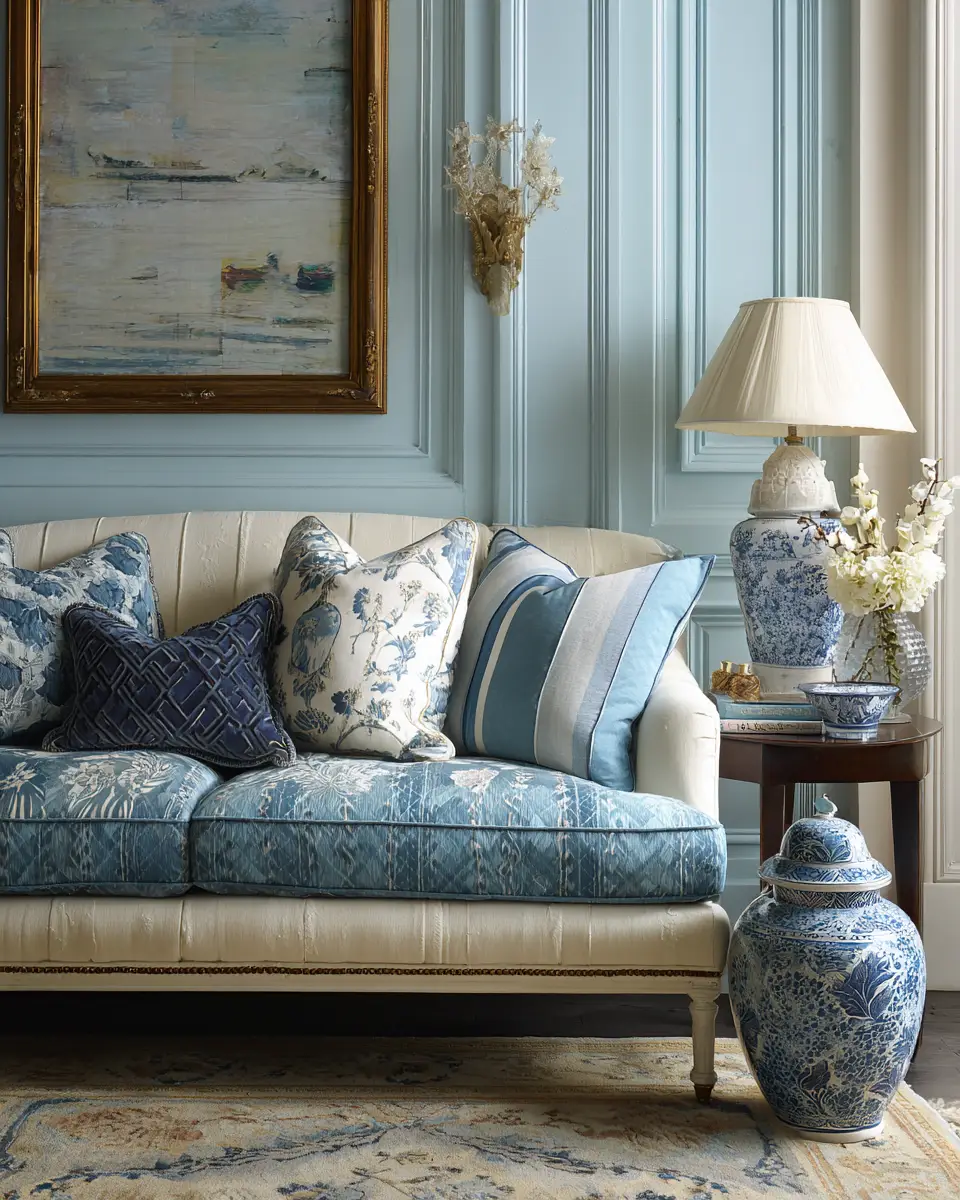 Sky Blue Classic Living Room Decor Ideas