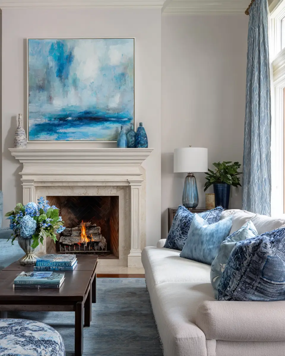 Sky Blue Classic Living Room Decor Ideas