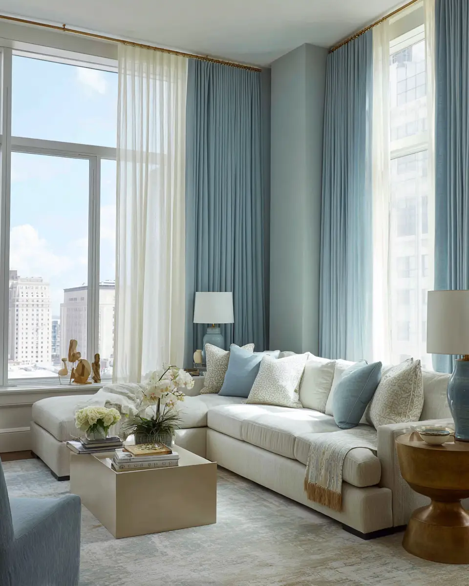 Sky Blue Classic Living Room Decor Ideas