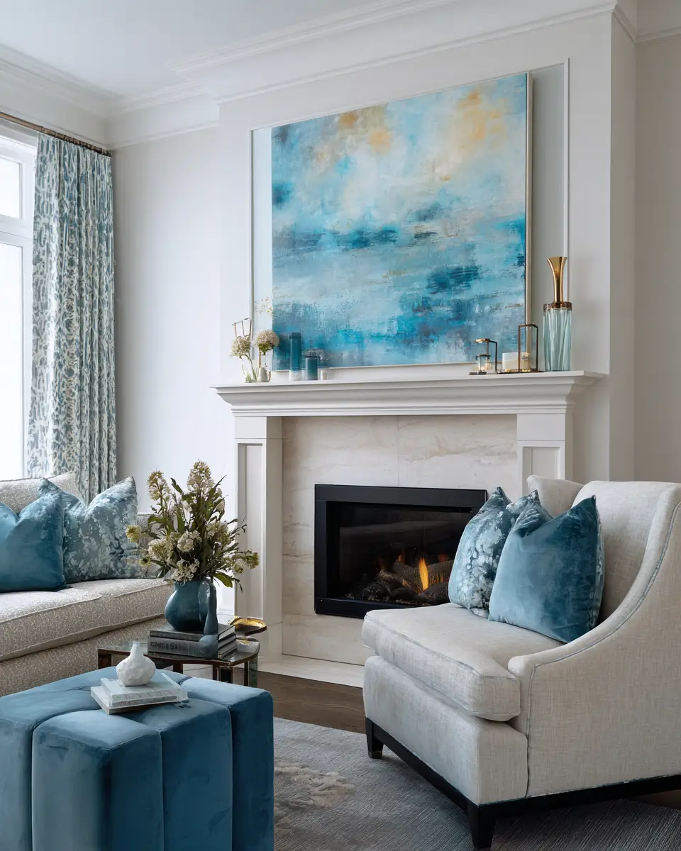 Sky Blue Classic Living Room Decor Ideas