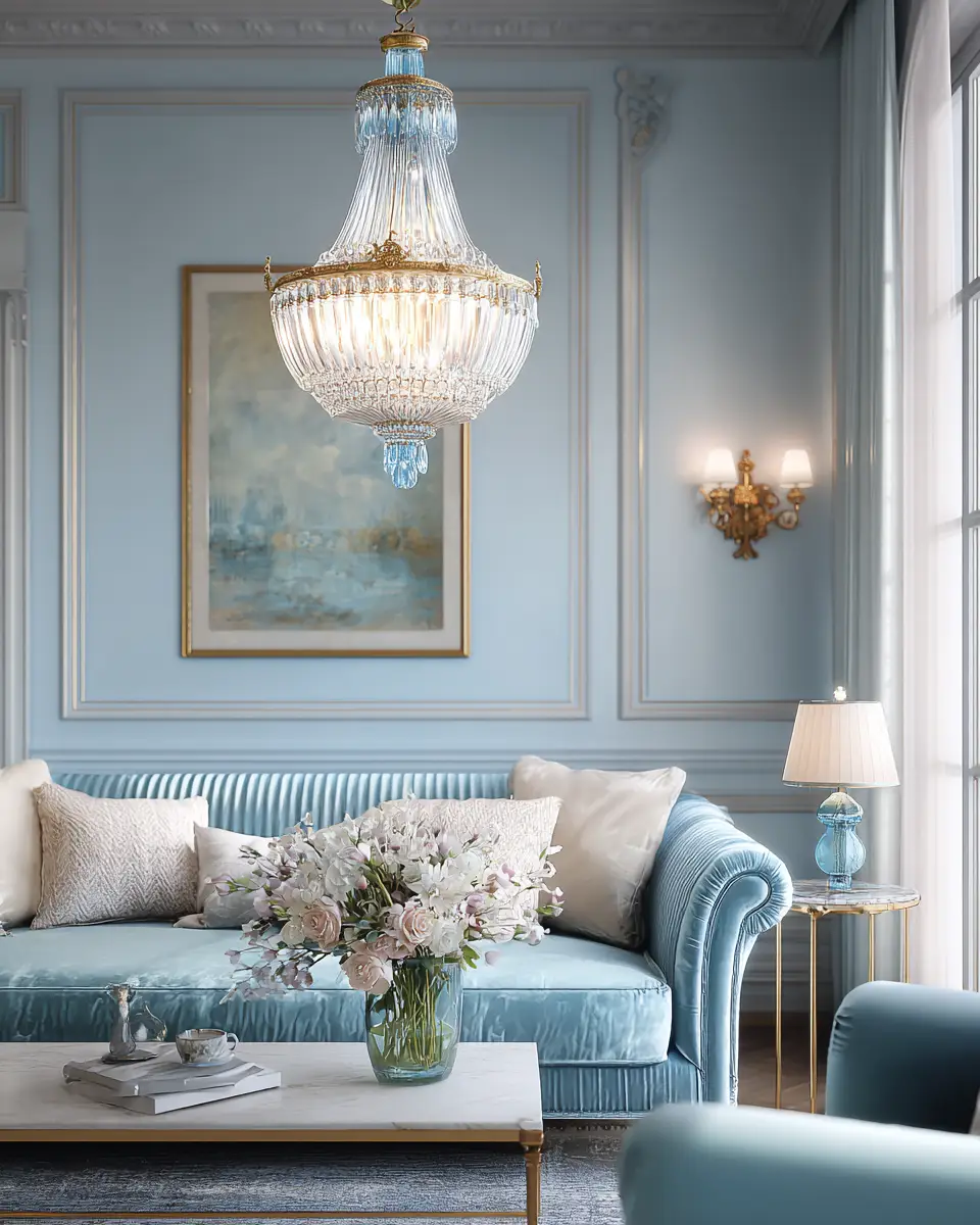 Sky Blue Classic Living Room Decor Ideas