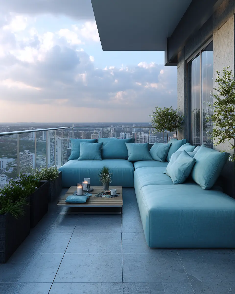 Sky Blue Contemporary Balcony Decor Ideas - Featured