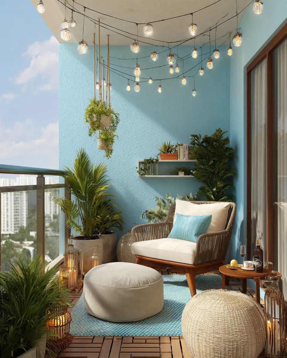 Sky Blue Contemporary Balcony Decor Ideas