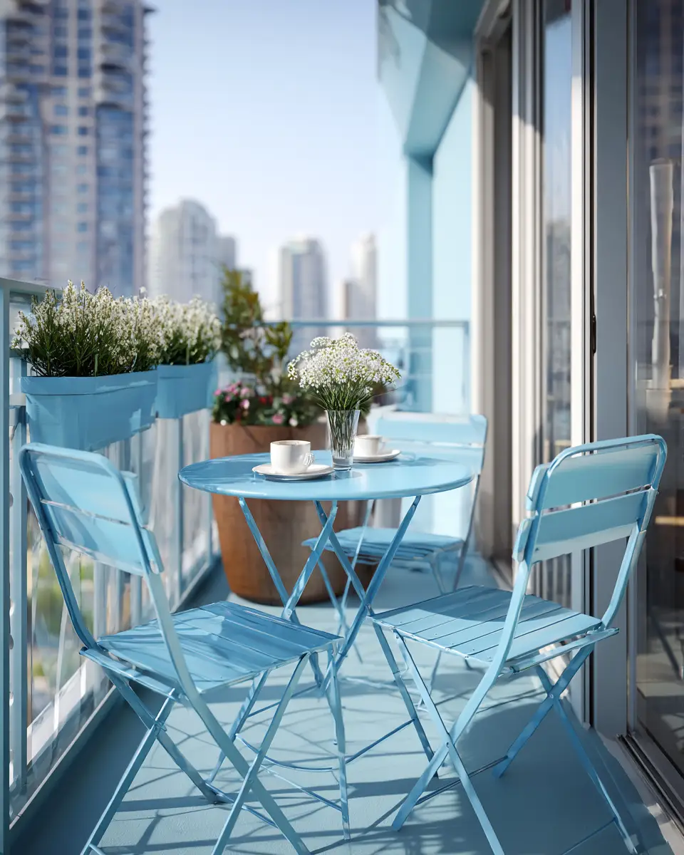 Sky Blue Contemporary Balcony Decor Ideas