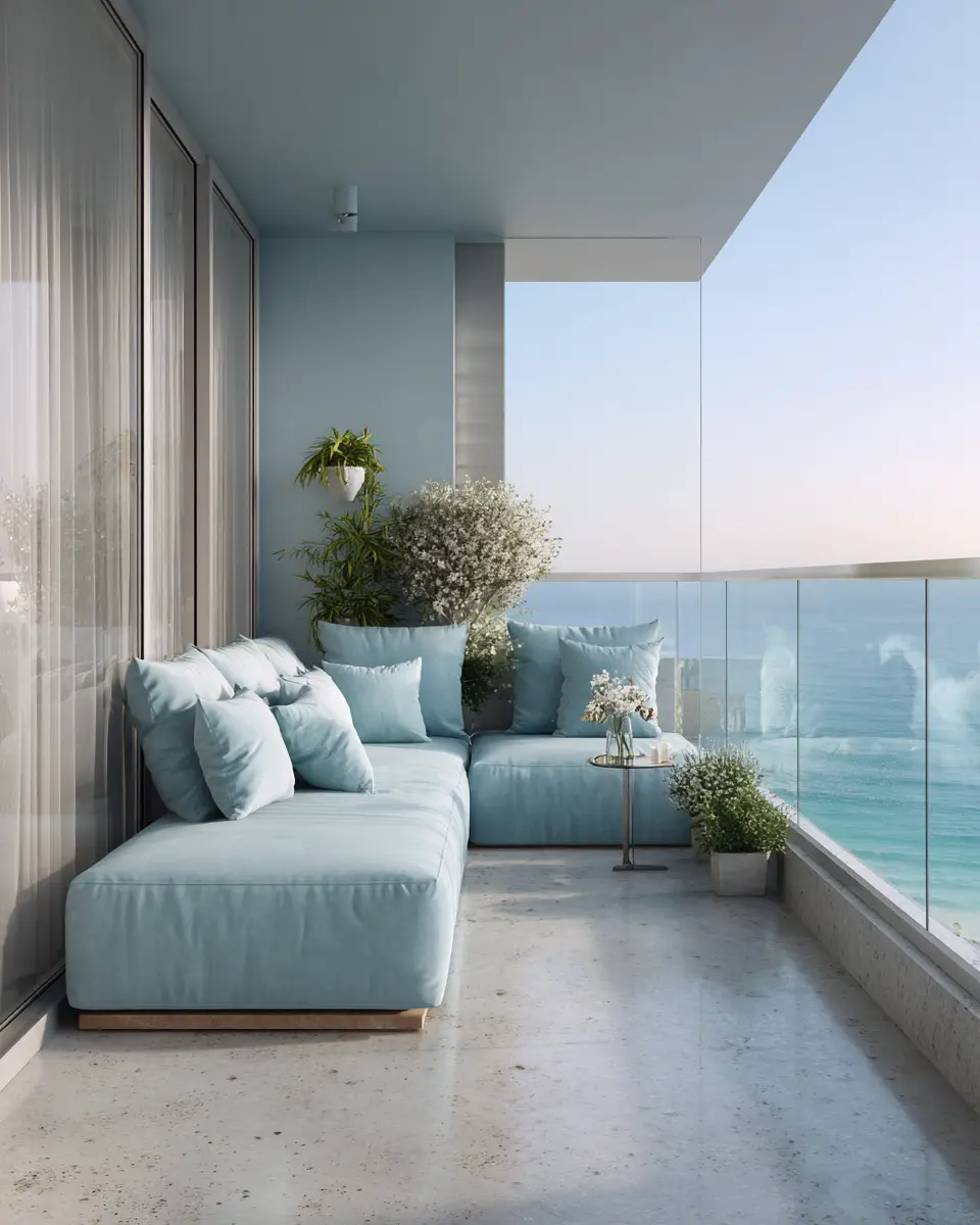 Sky Blue Contemporary Balcony Decor Ideas