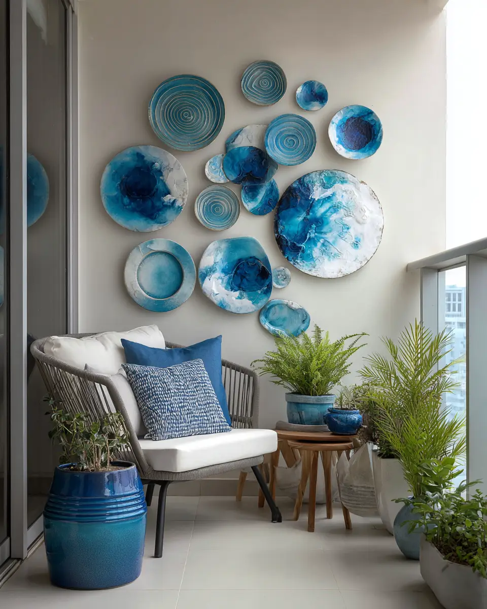 Sky Blue Contemporary Balcony Decor Ideas