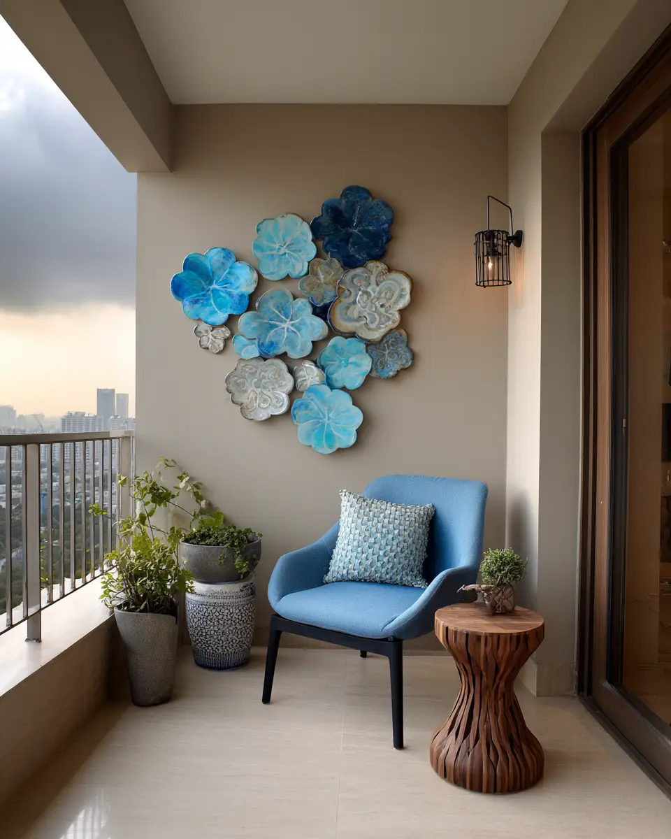 Sky Blue Contemporary Balcony Decor Ideas