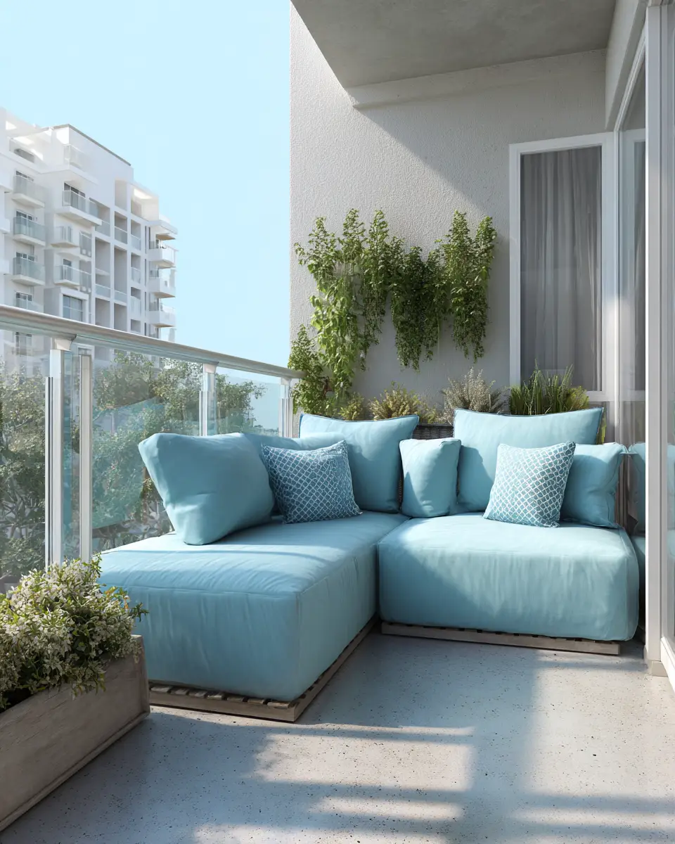 Sky Blue Contemporary Balcony Decor Ideas