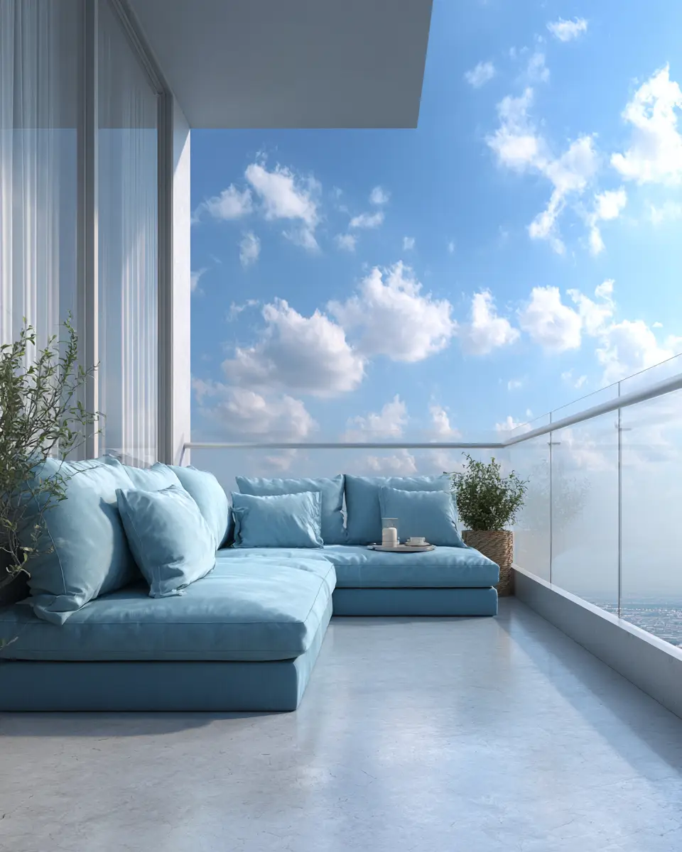 Sky Blue Contemporary Balcony Decor Ideas