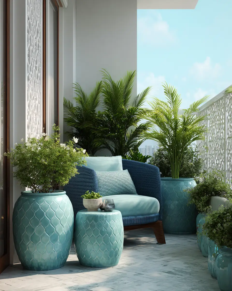 Sky Blue Contemporary Balcony Decor Ideas