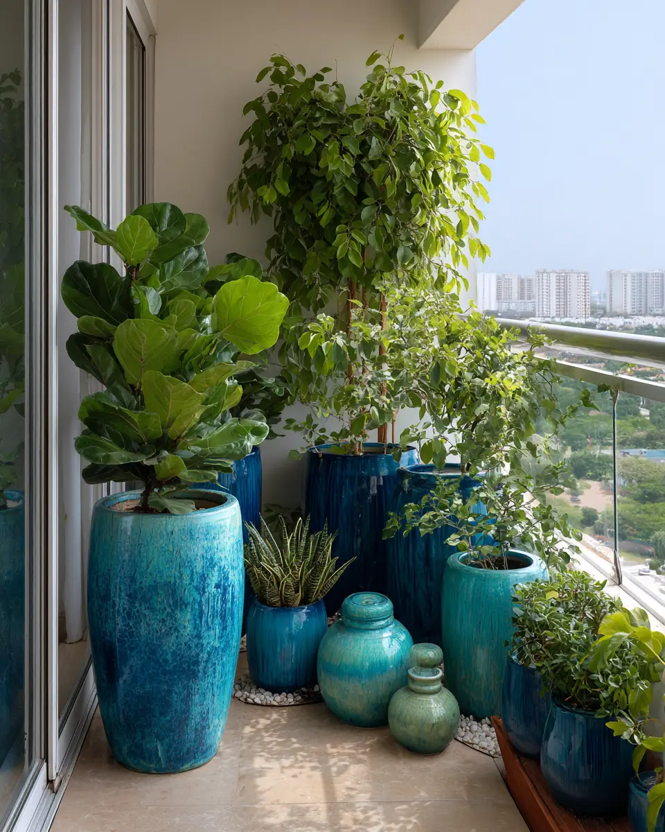 Sky Blue Contemporary Balcony Decor Ideas