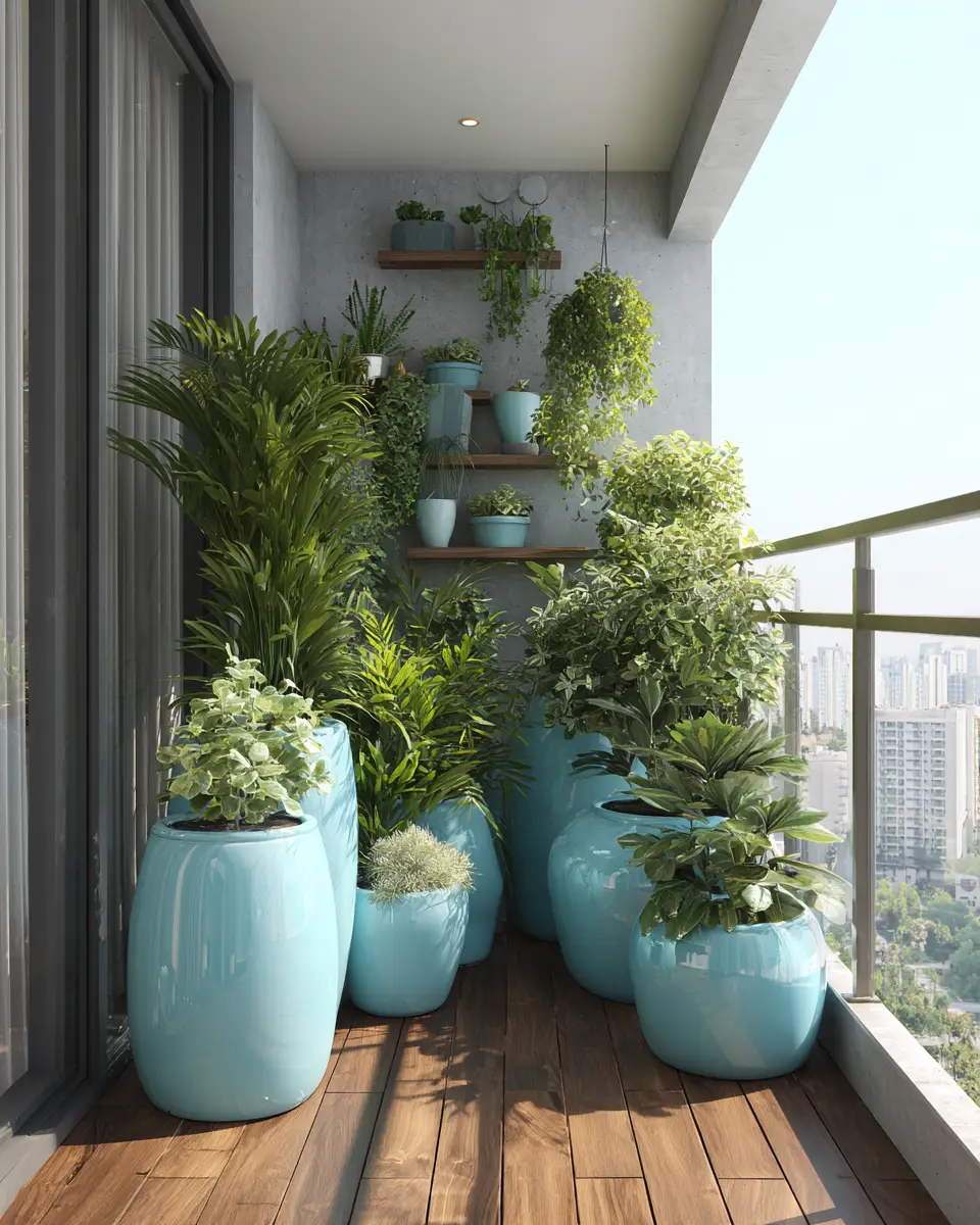 Sky Blue Contemporary Balcony Decor Ideas