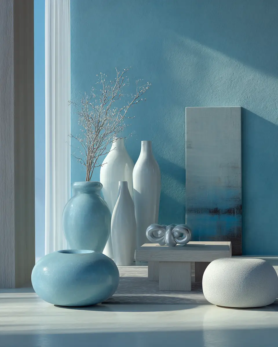 Sky Blue Contemporary Living Room Decor Ideas