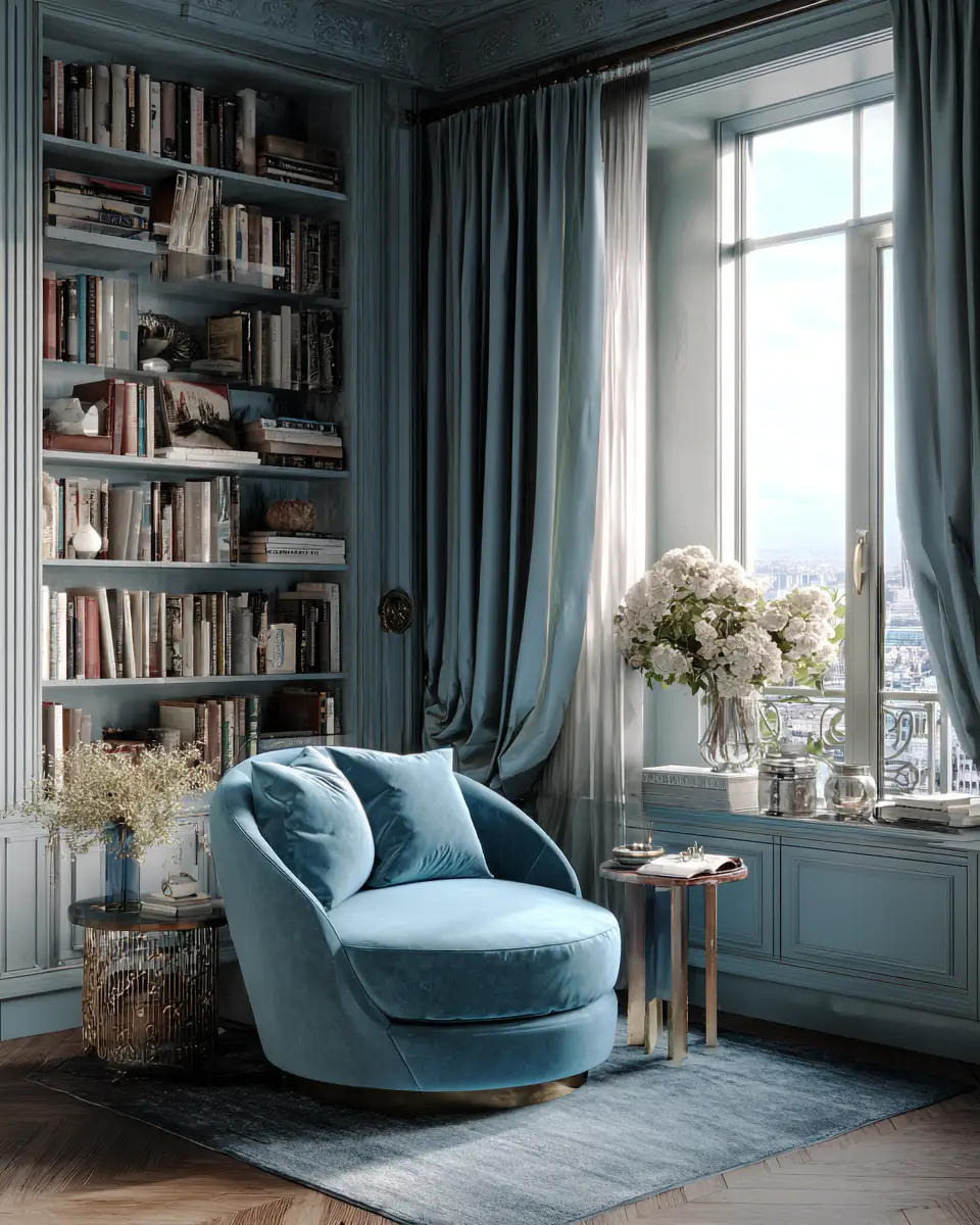 Sky Blue Contemporary Living Room Decor Ideas