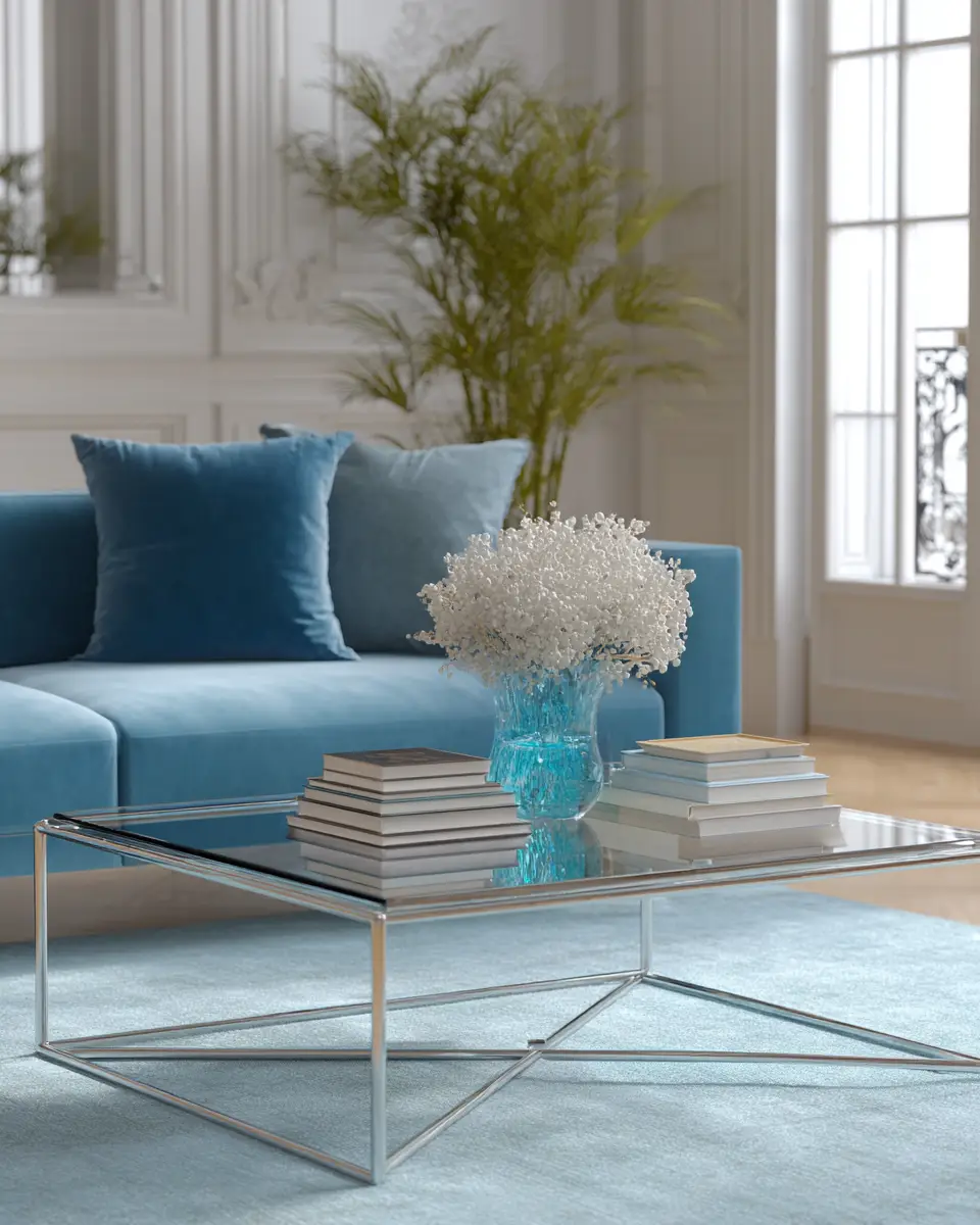 Sky Blue Contemporary Living Room Decor Ideas