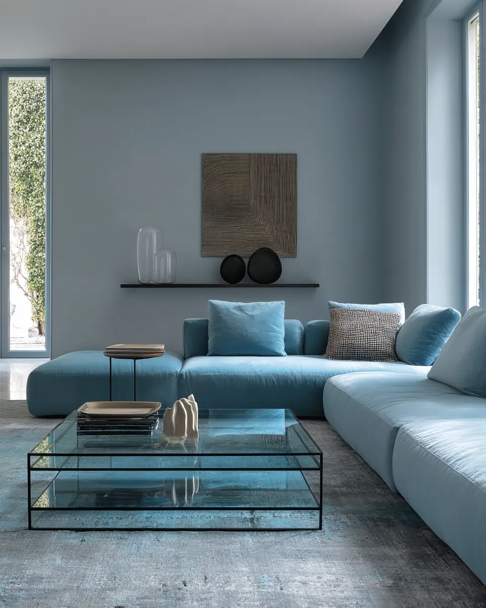Sky Blue Contemporary Living Room Decor Ideas