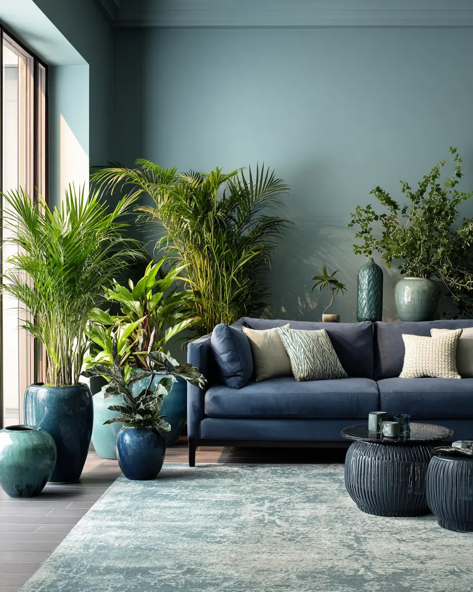 Sky Blue Contemporary Living Room Decor Ideas