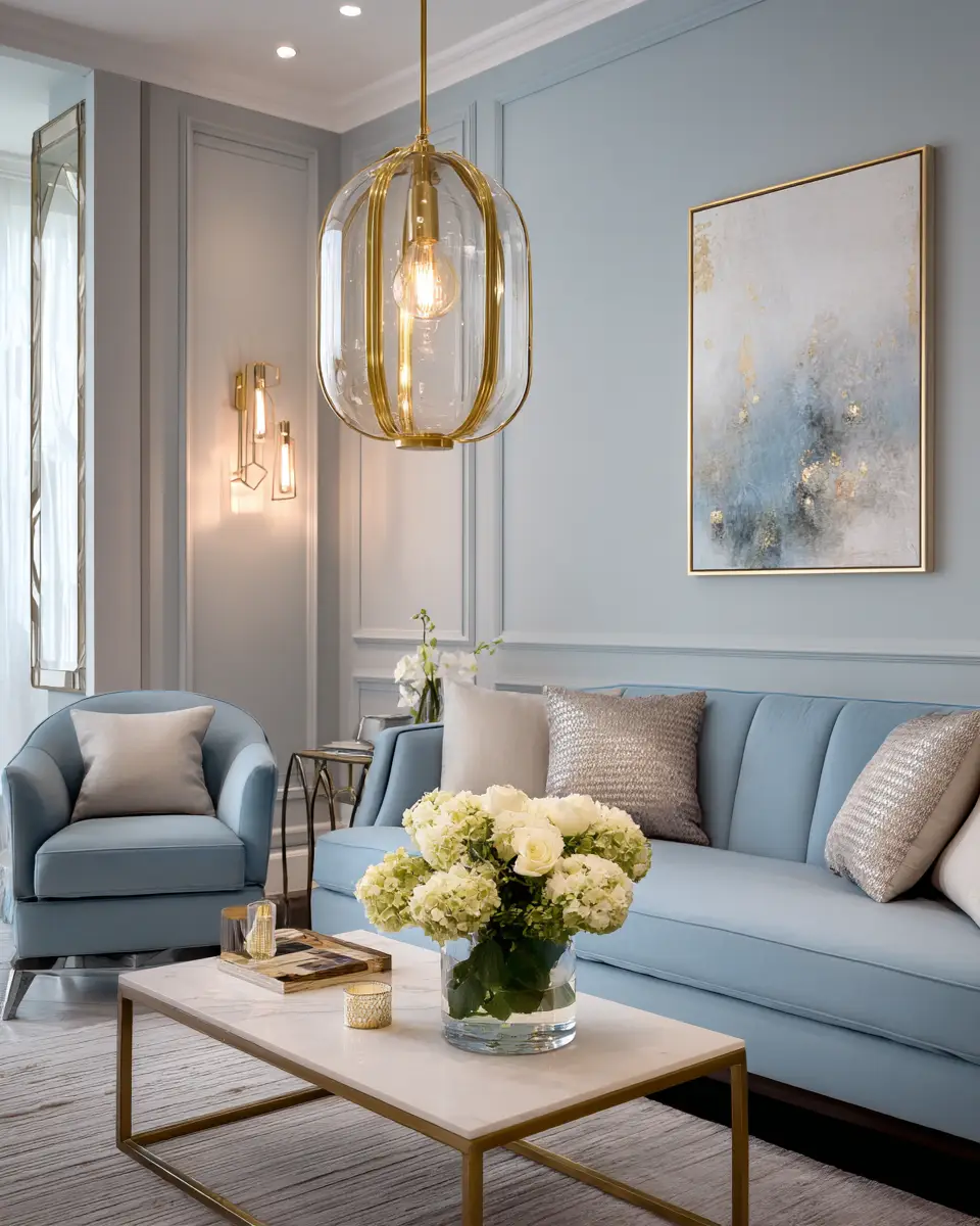 Sky Blue Contemporary Living Room Decor Ideas