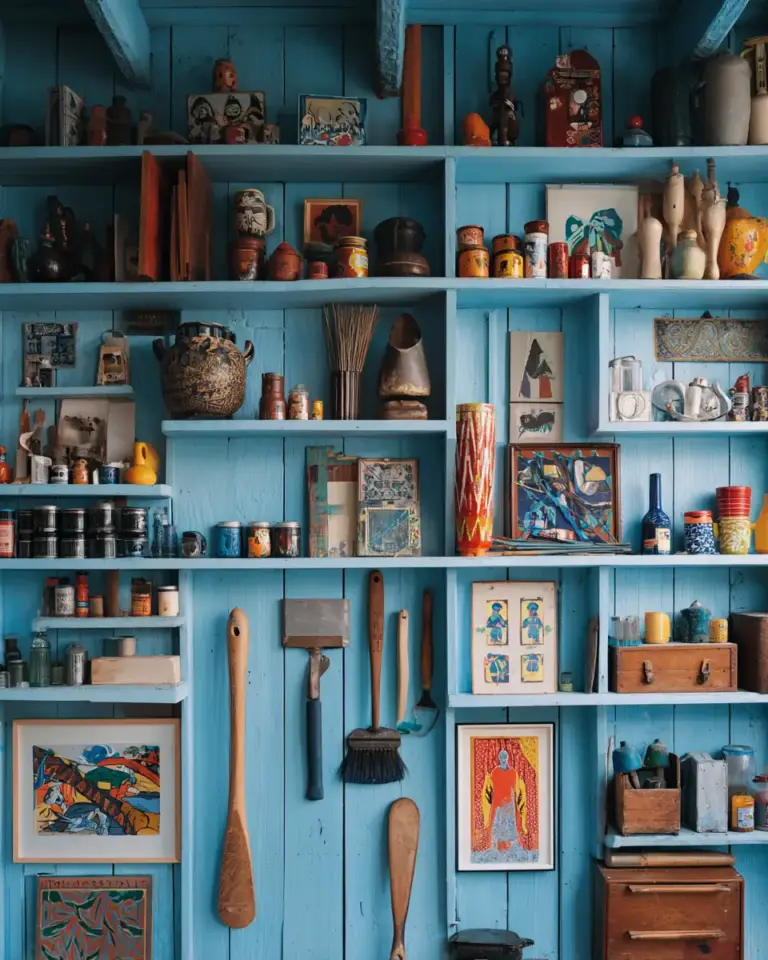 Sky Blue Eclectic Garage Decor Ideas - Featured