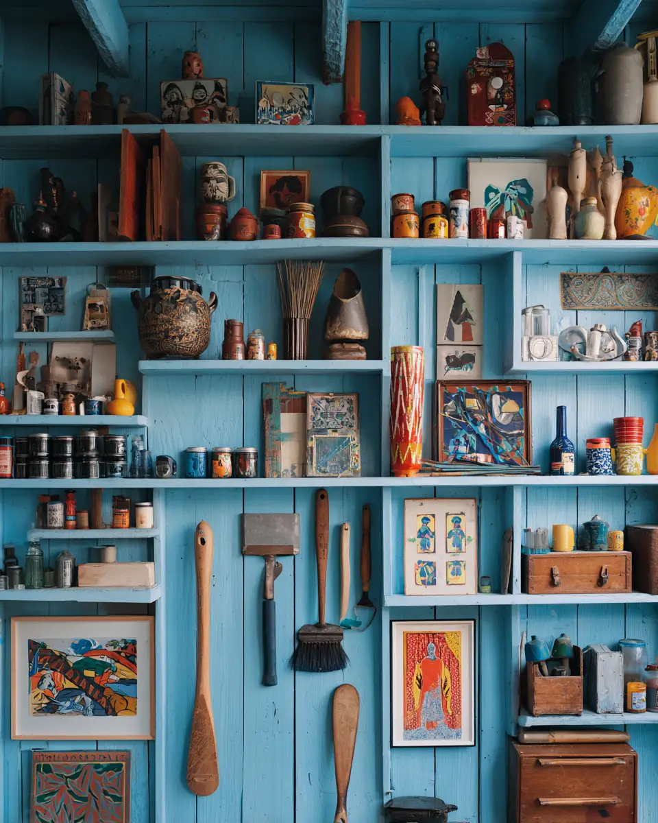 Sky Blue Eclectic Garage Decor Ideas - Featured