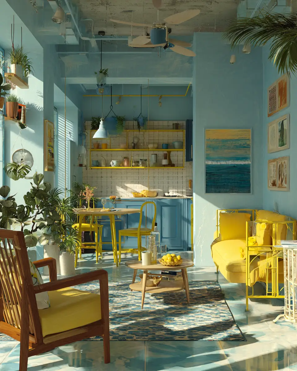 Sky Blue Eclectic Garage Decor Ideas