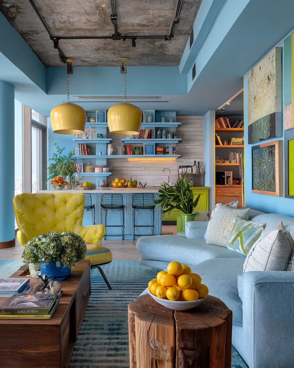 Sky Blue Eclectic Garage Decor Ideas