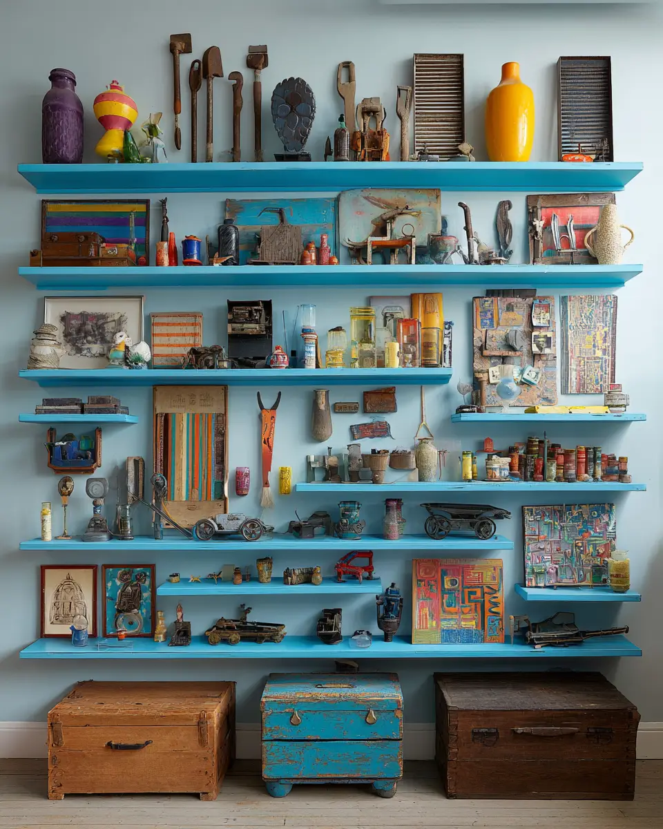 Sky Blue Eclectic Garage Decor Ideas