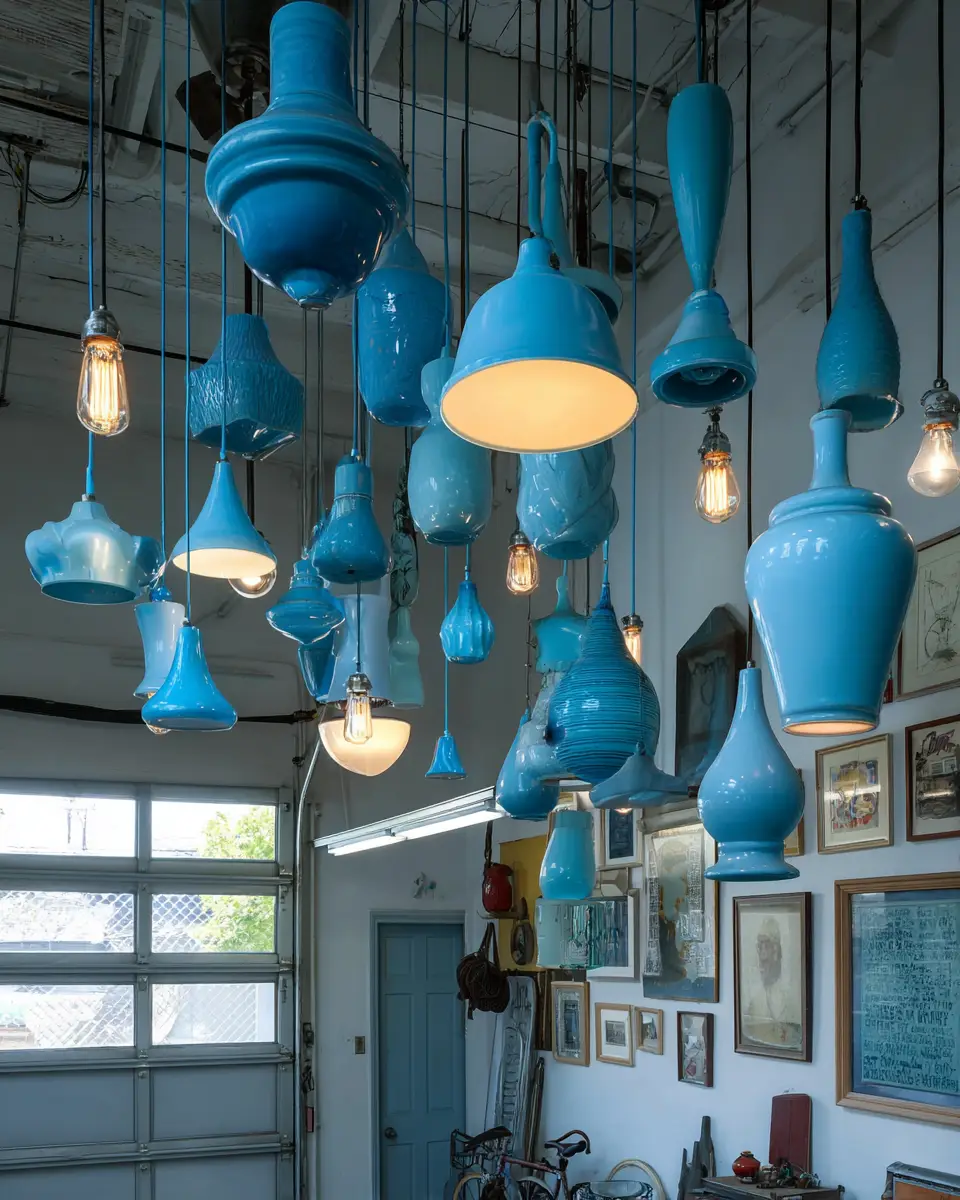 Sky Blue Eclectic Garage Decor Ideas