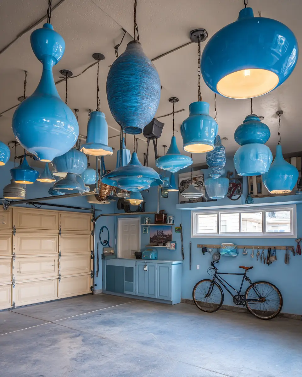 Sky Blue Eclectic Garage Decor Ideas