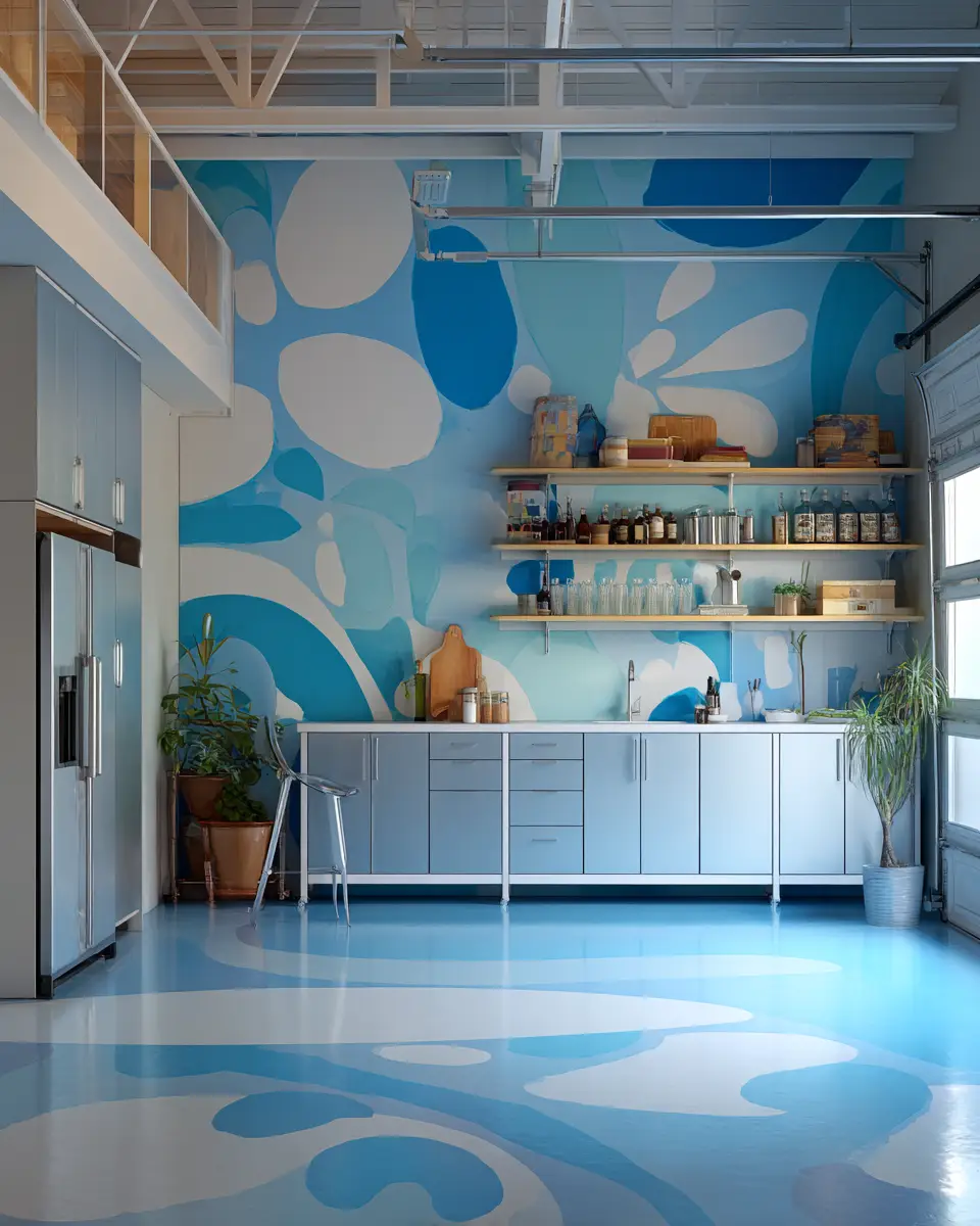 Sky Blue Eclectic Garage Decor Ideas